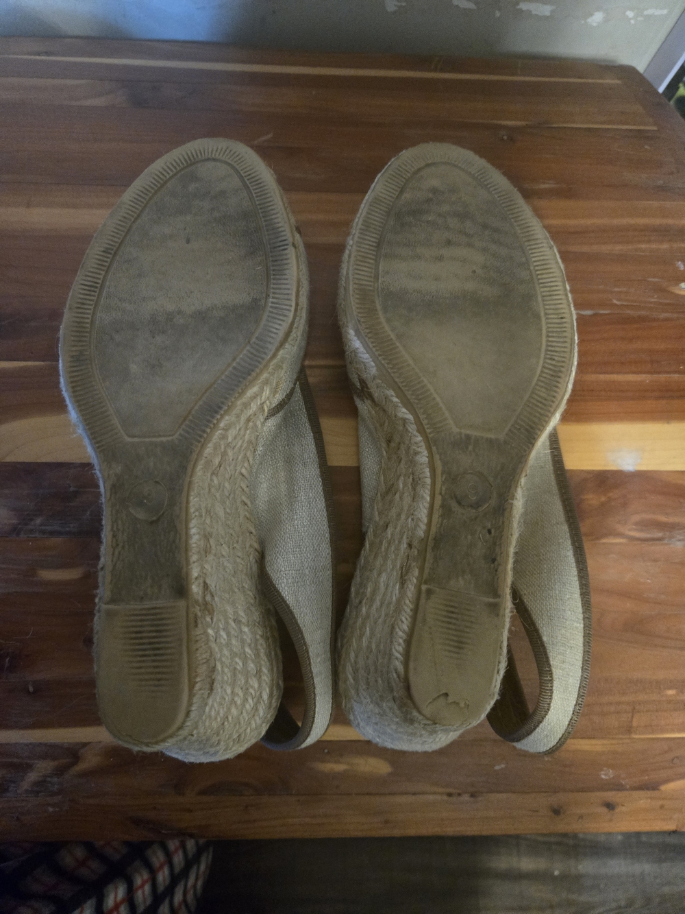J. Crew Cream and Brown Espadrille Wedge Slip-On Size 9 - Picture 6 of 7
